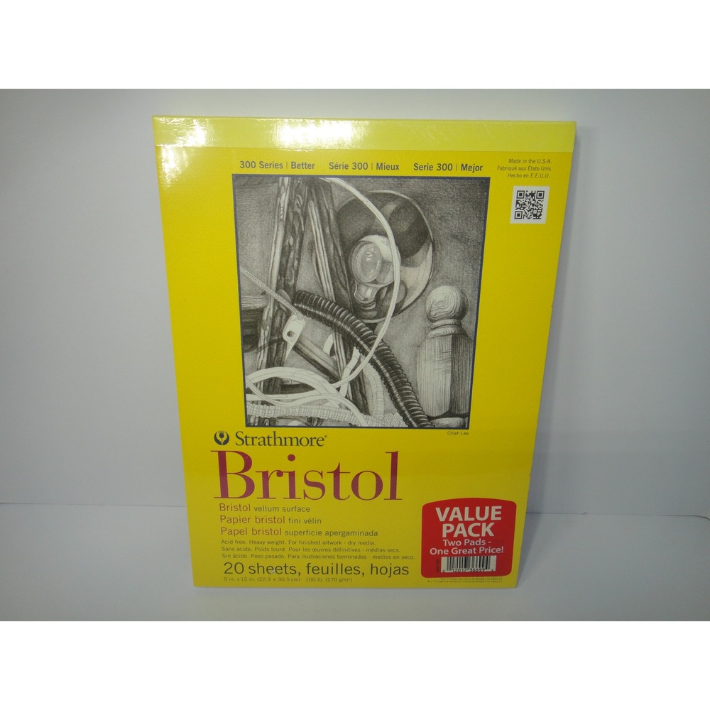 Strathmore 300 Series Bristol Vellum Surface 9x12 20 Sheets 2 Pack 342-199 NEW